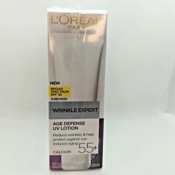 Pack Of 3 L'Oreal Paris Wrinkle Expert .Spf 30 Age Defense UV Lotion. Calcum 55+