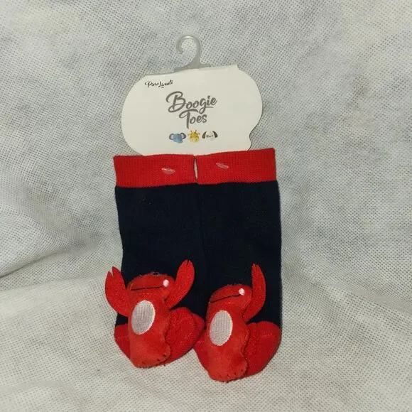 NWT Piero Liventi Boogie Toes Socks Red Lobster Navy Blue Rattle Stars Toddlers