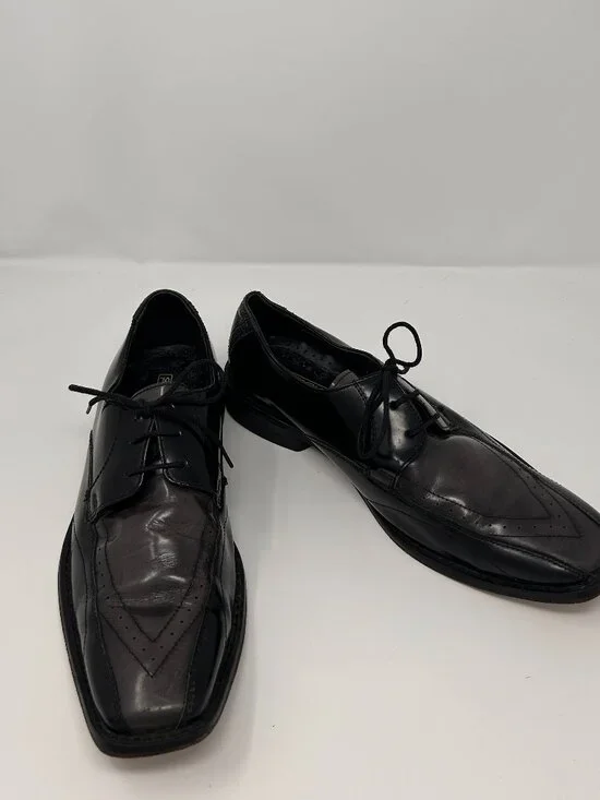 Stacy Adams Men's 9M Black Leather Apron Toe Derby Dress Shoes Square Toe