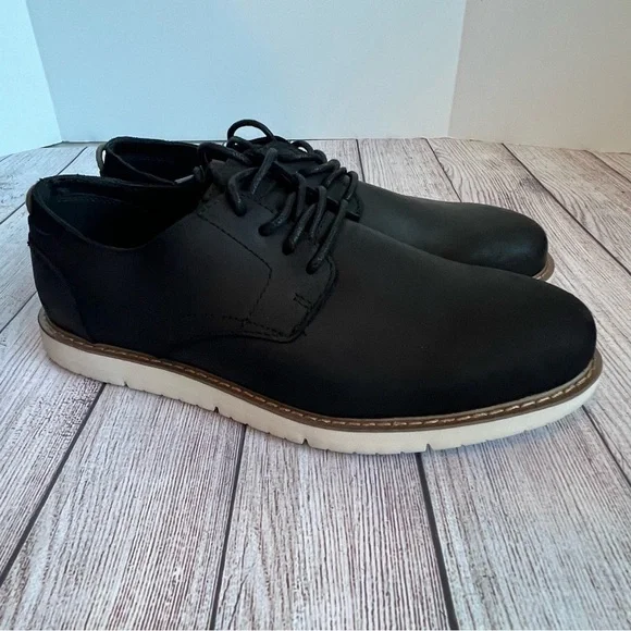 TOMS Black Leather Navi Oxfords Shoes 12