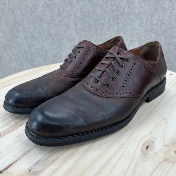 Johnston Murphy Sheepskin Leather Shoes Mens 12 Two-Tone Burnished Brogue Oxford