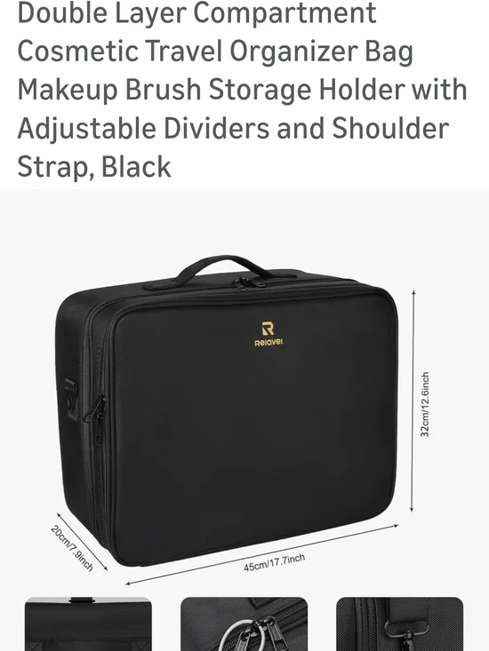 Black Travel Cosmetic Organizer Bag (Relavel)