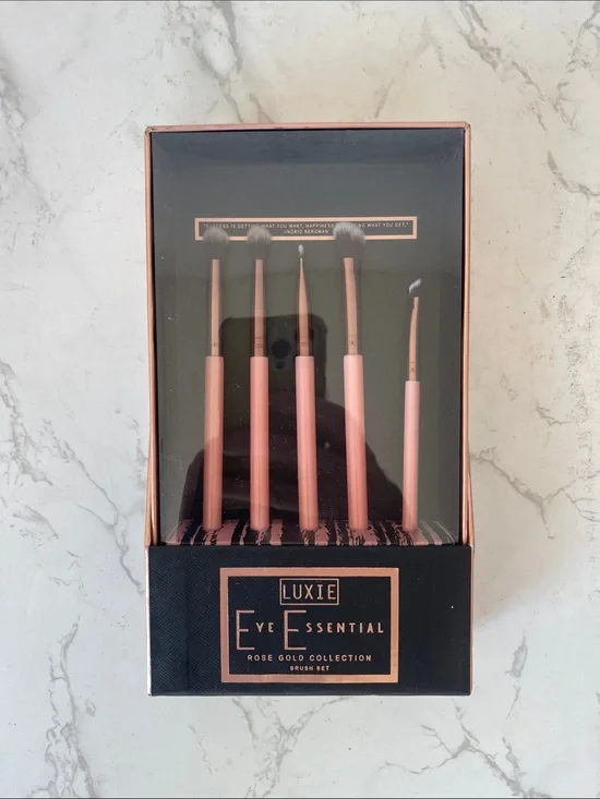 Luxie Eye Brush Set - Pink Handles with Rose Gold Accents
