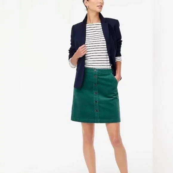 J. CREW preppy corduroy full button 90s style mini skirt 4