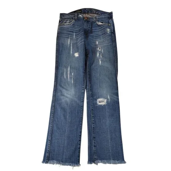 J Crew Womens Size 26 Regular‎ Vintage Straight Raw Hem Distressed 100% Cotton