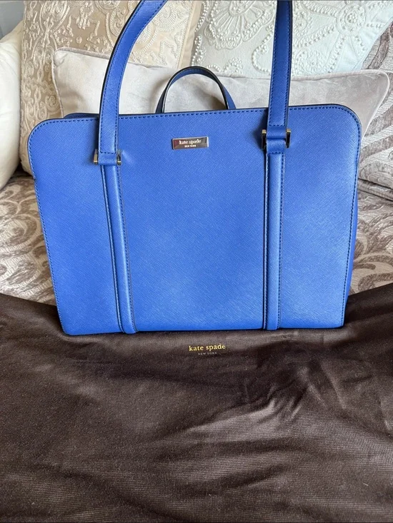 kate spade Blue Saffiano Laptop Tote