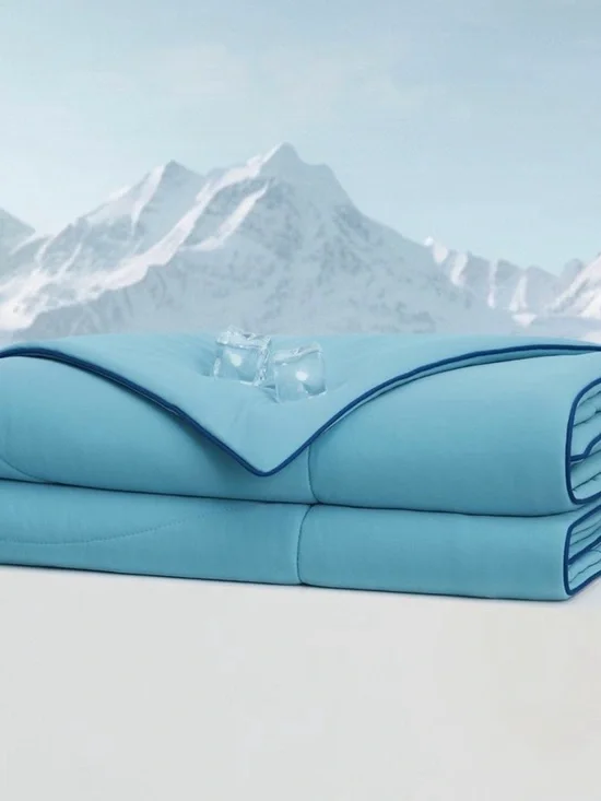 Cooling and breathable Light Blue Comforter with Dark Piping -