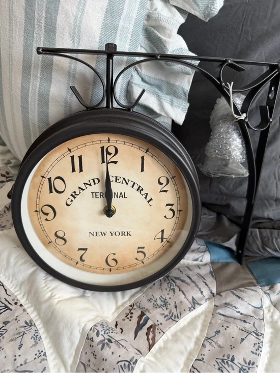 Double-Sided Wall Clock in Black and Cream