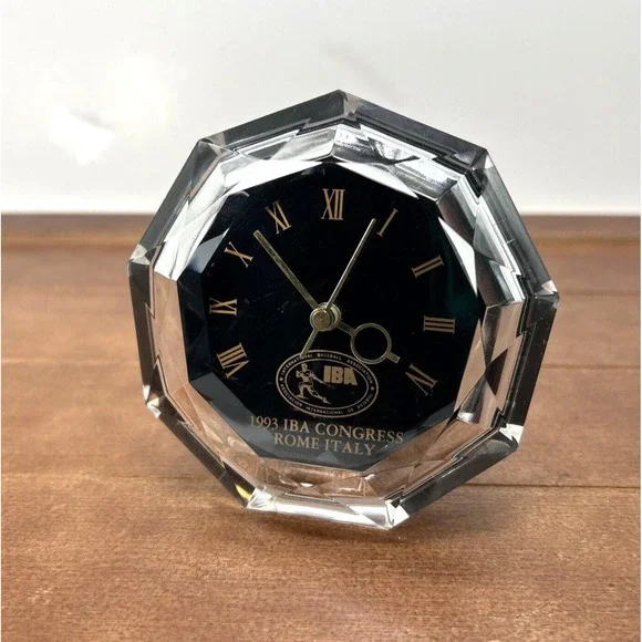 1993 IBA‎ Congress Rome Italy Acrylic Diamond Shaped Travel Clock