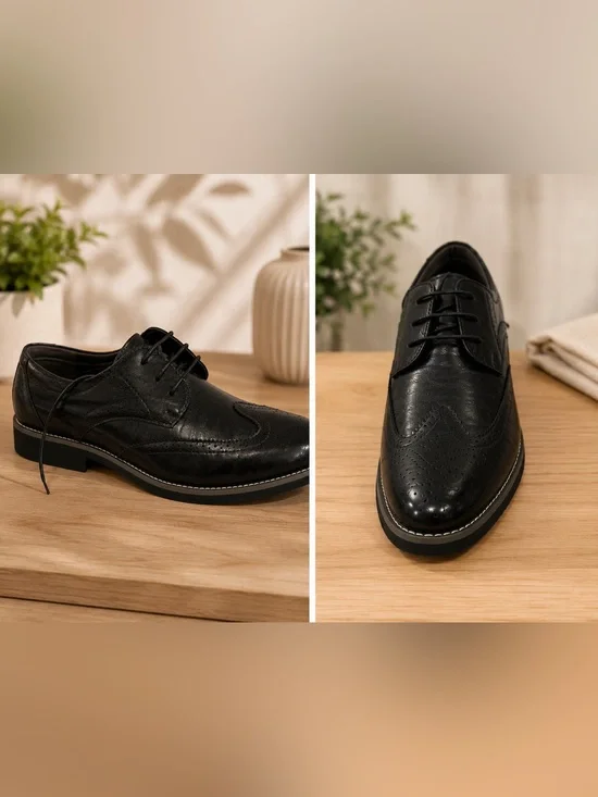 Classic Black Men's Wingtip Dress Shoes - Lace-Up Brogue