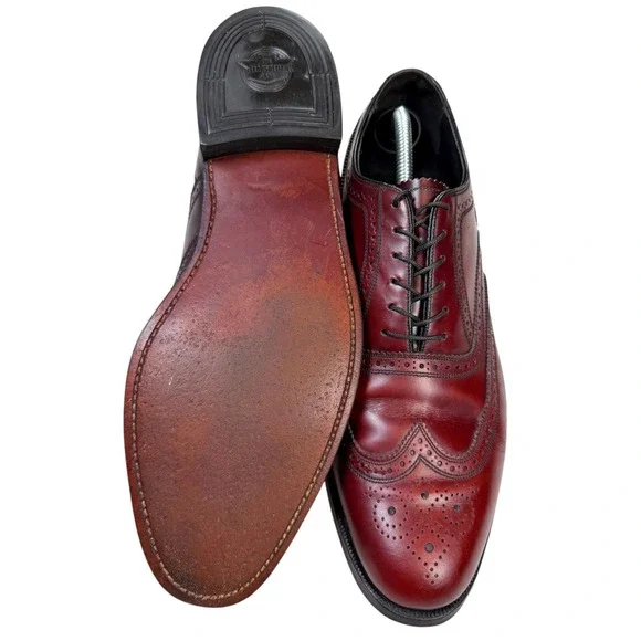 Vintage Florsheim Burgundy Oxblood Wingtip Oxford Dress Shoes Men's 11 D Leather