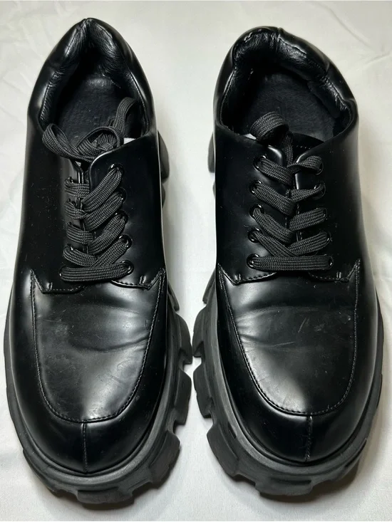 Princess Polly Mia Black Chunky Platform Oxfords Sz 9