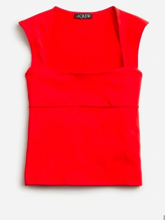 J. Crew Bright Red Square-Neck Tank Top