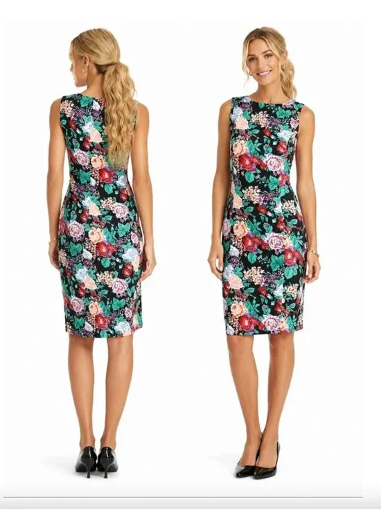 J.Crew Adachi floral sheath dress sleeveless Knee Length Preppy Office sz 0