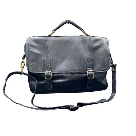 Clava Genuine Leather Messenger Briefcase Laptop Bag Black Made in Colombia
