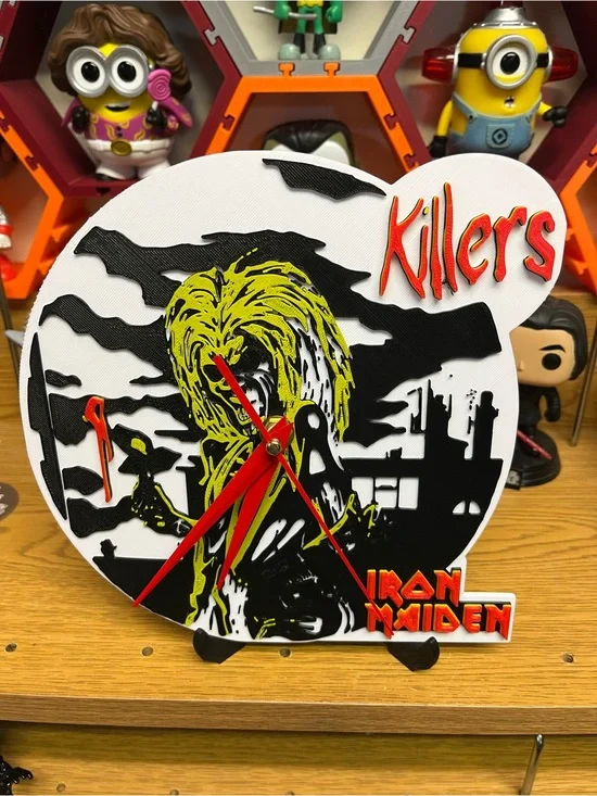 Iron Maiden 'Killers' Vinyl Wall Clock - Red, Yellow, Black