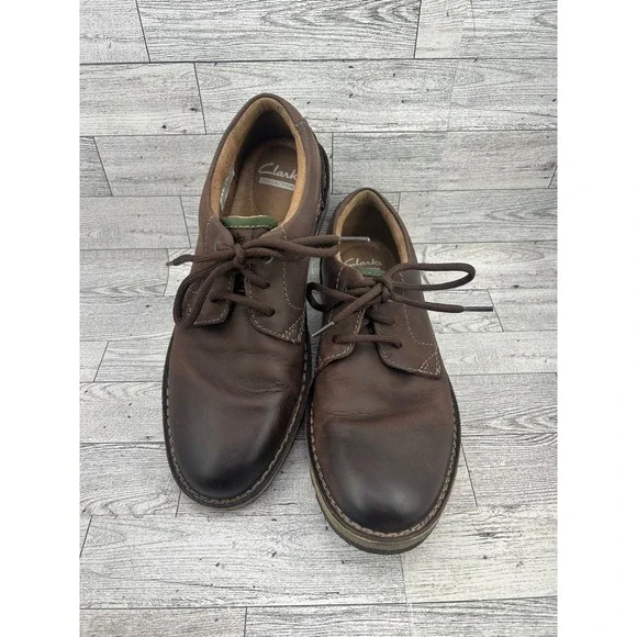 Clarks Edgewick Plain Men Dark Brown Leather Oxford Shoes Size‎ US 8M Ortholite