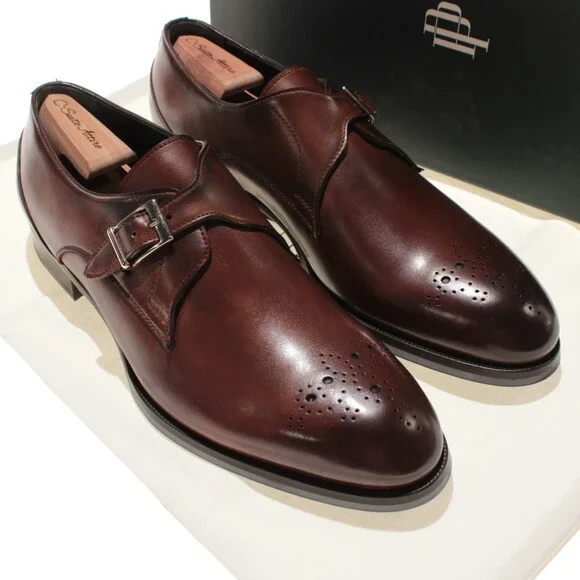 Pastori NWB Single Monk Strap Dress Shoes Size 10.5 US in Brown Leather