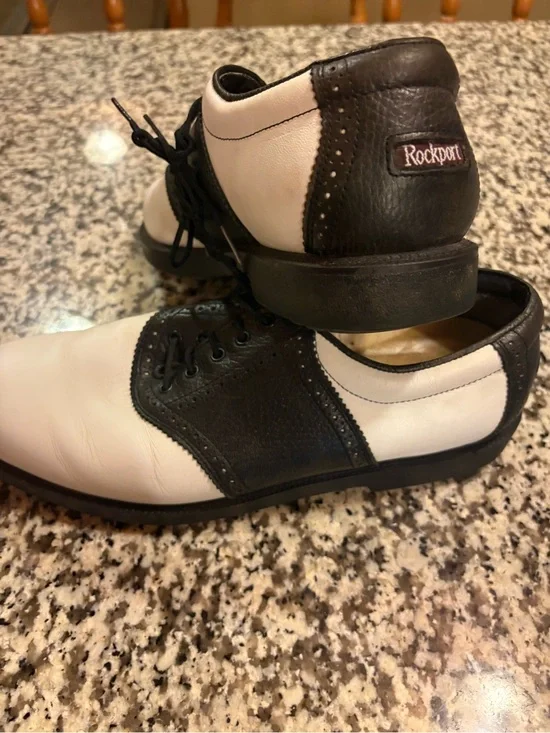 Rockport Black and White Saddle Oxfords — Two-Tone Leather Lace-Ups