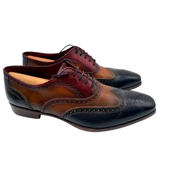 Paul Parkman Wingtip Oxfords Mens 46 Multi Color Excellent Leather Brogue Shoes