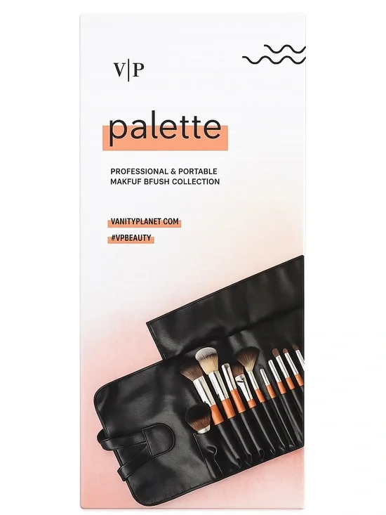 VP Palette 12-Piece Makeup Brush Set in Black and Peach