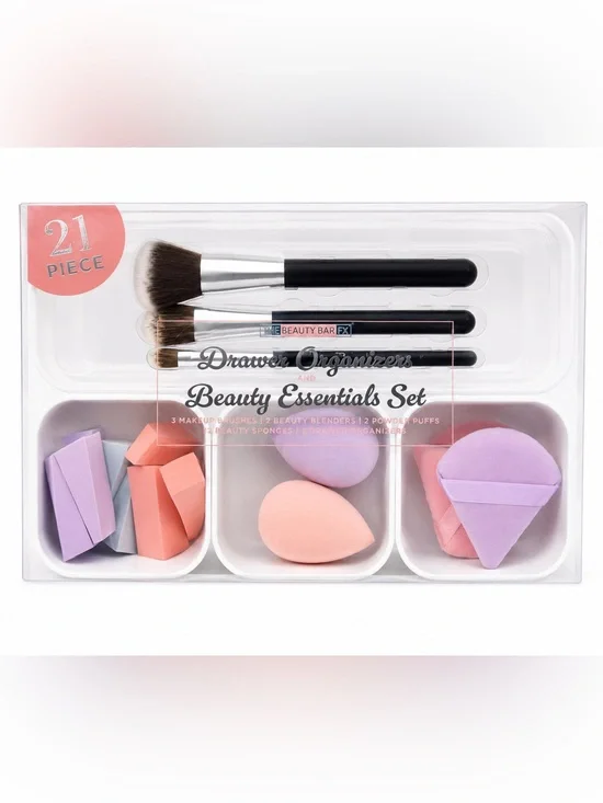 Beauty Bar FX Drawer Organizers & Beauty Essentials Set - Pink, Lavender, Peach