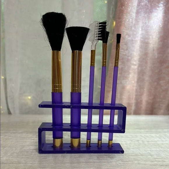 Purple Makeup Brush Set with Holder
