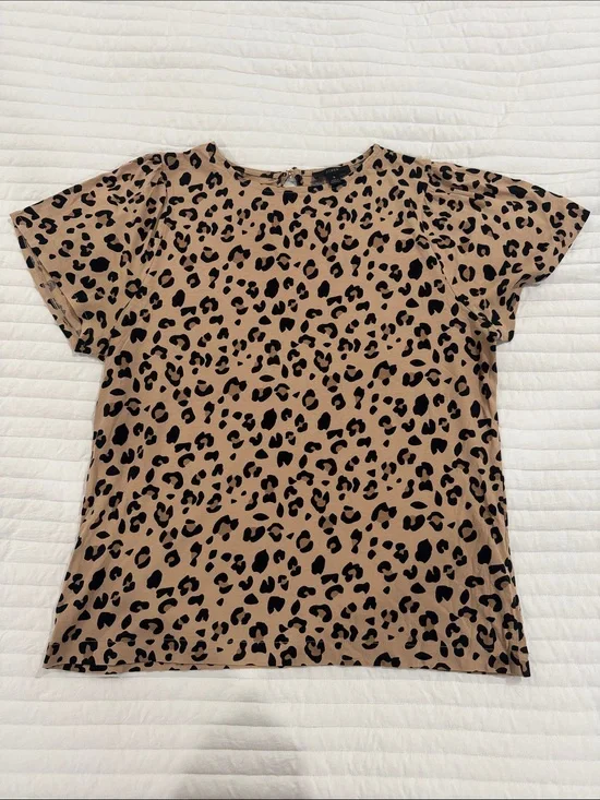 J. Crew Leopard Print Short Sleeve Tee - Tan & Black