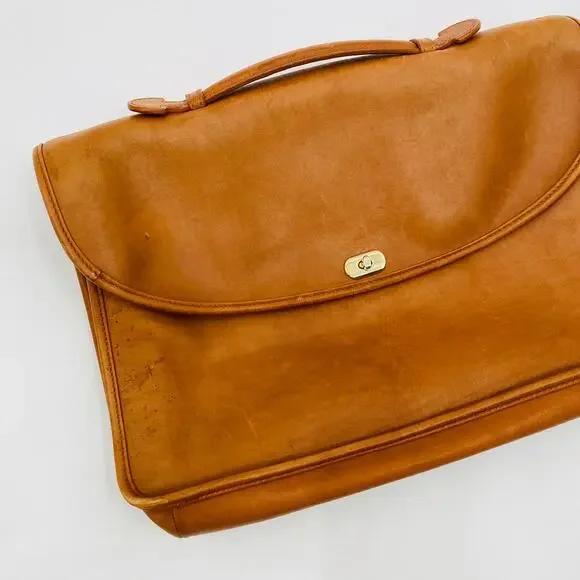 Vintage‎ cognac leather briefcase bag