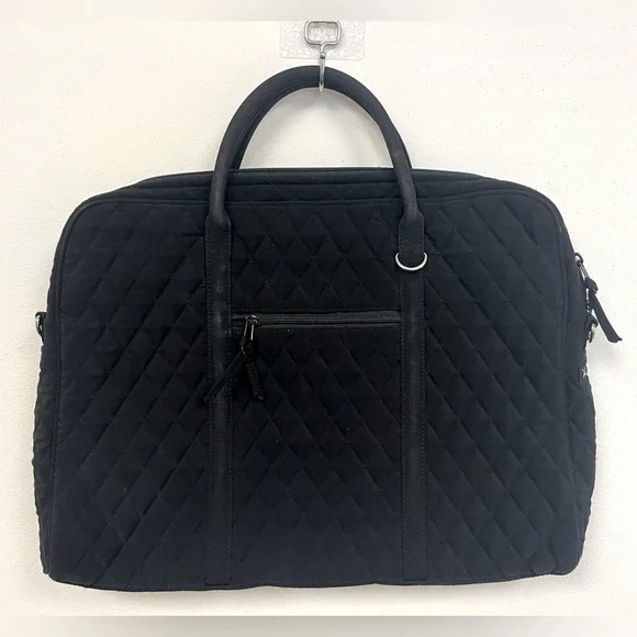 Vera Bradley Quilted Black Laptop Bag Organizer Business Casual Professional