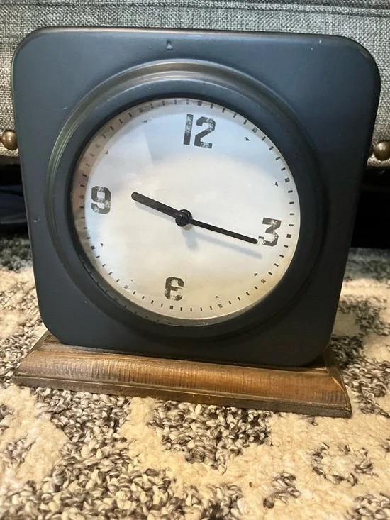 Mantel Clock with wood Base - Home Wall Decor