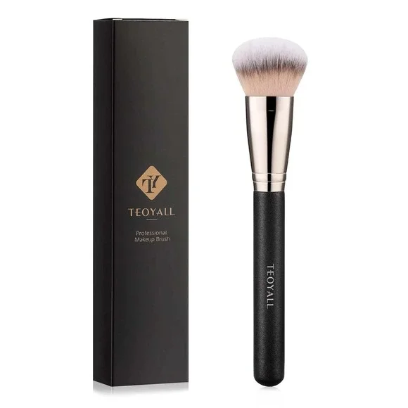 TEOYALL Foundation Brush Women Black Professional Flat Top Buffing Tool