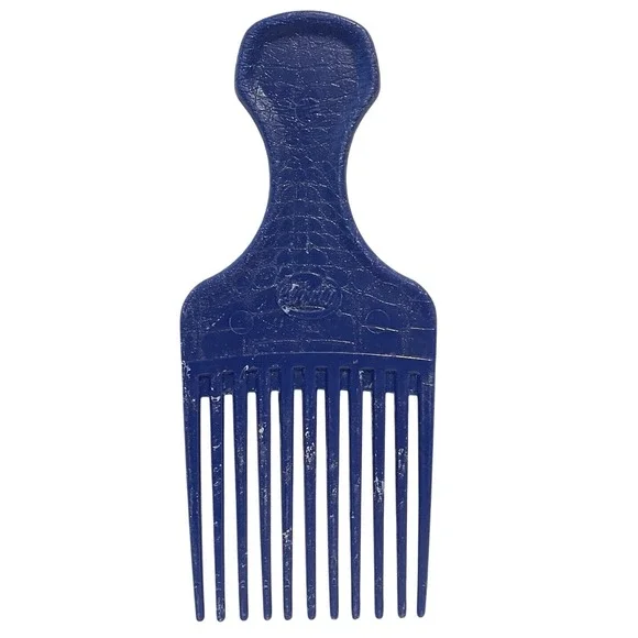 Vintage Used Goody Large Blue‎ Lift Hair Pick Faux Croc Snake Skin Leather
