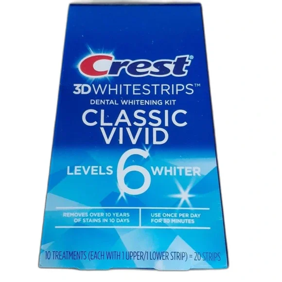 New Crest 3D Whitestrips CLASSIC VIVID tooth teeth whitening 6 levels 20 STRIPS