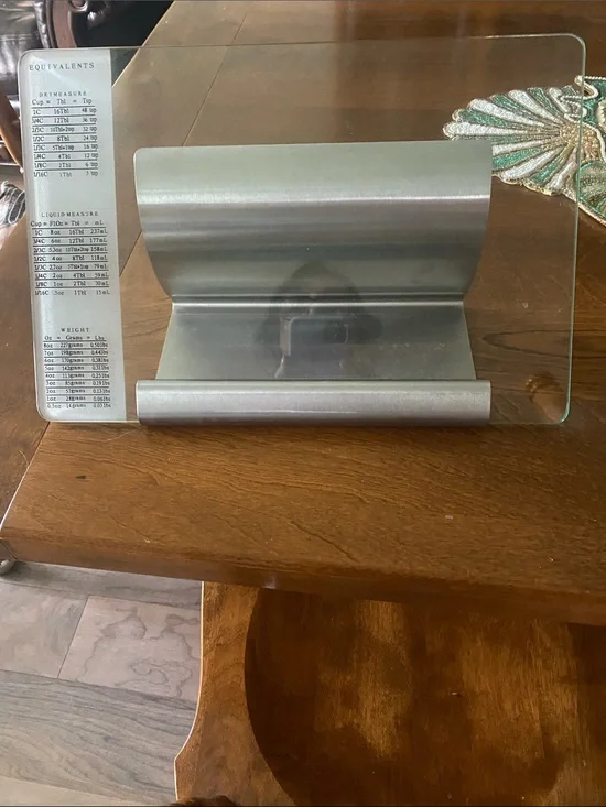 Stainless Steel Glass Cookbook/Tablet Stand with Conversion Chart