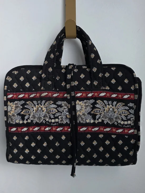 Vera Bradley Black Quilted Floral Travel Organizer-Retired