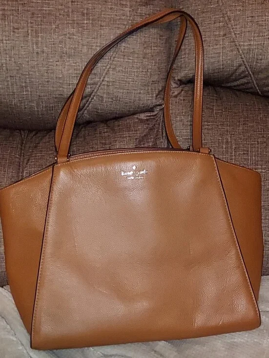 Kate Spade Tan Leather Laptop Tote Bag