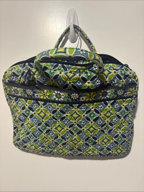 Vera Bradley Quilted Floral Tote Bag in Navy & Green