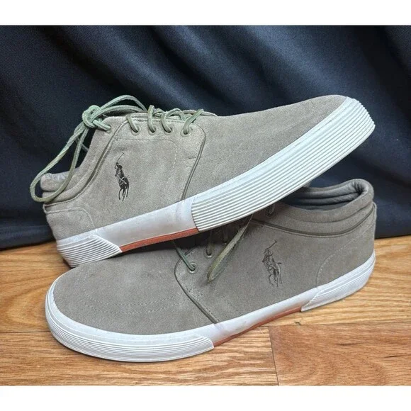 Polo Ralph Lauren Sneakers Mens 13 D Faxon Mid II Olive Suede Shoes Oxford