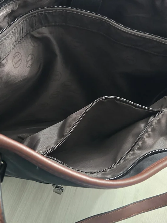 Men's Brown Leather-Trim Tote Bag - Stylish Everyday Carry