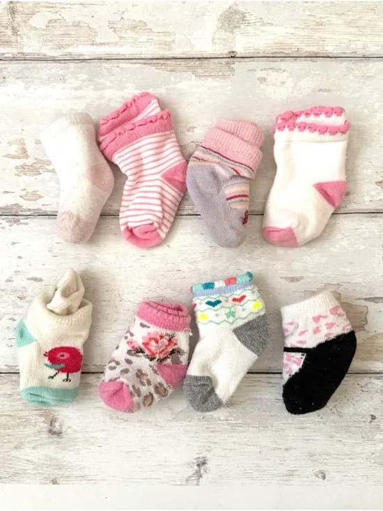 Baby Girl 0-6m Socks Bundle Set of 8 Pink White Assorted Brands