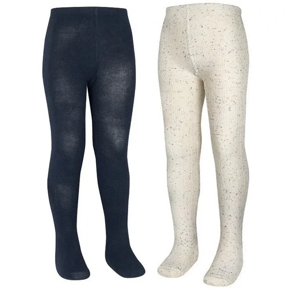 Wonder Nation Footed Tights Girls Size Large 2 Pack White Blue Dress Bottoms
