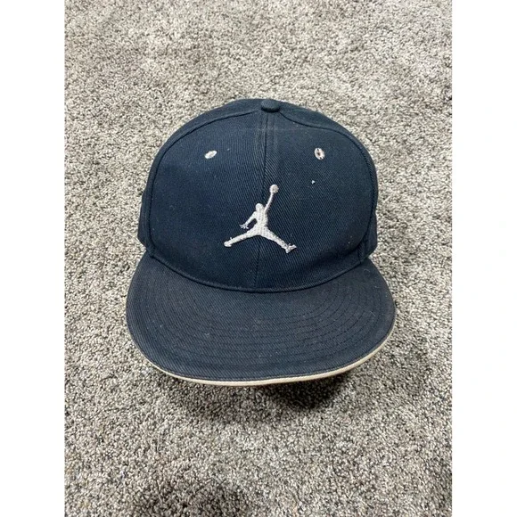 Jordan Fitted Hat Mens 7 1/8 Navy Good Jumpman Logo Flat Brim Baseball Cap