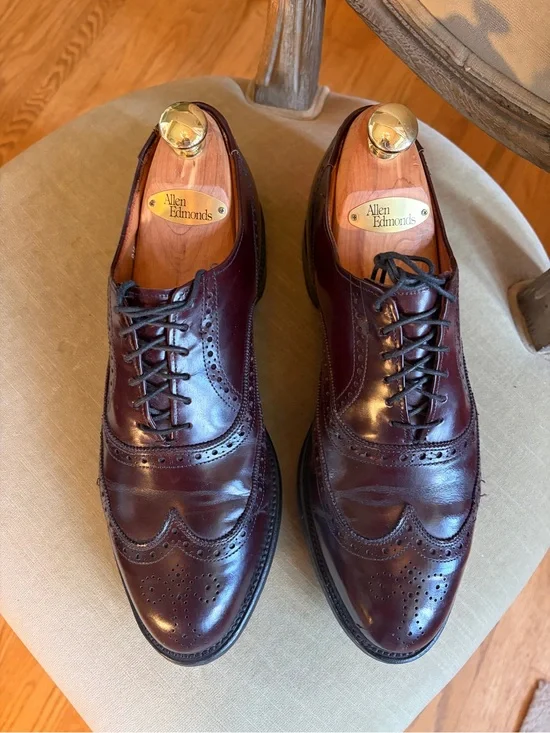 Allen Edmonds Chester Premium Leather Vintage Brogue Wingtip 8.5 D Burgundy Rare