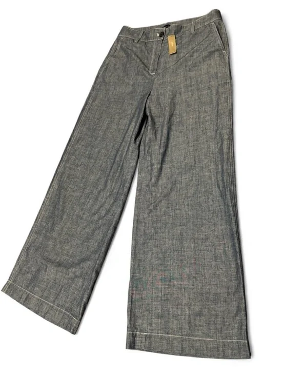 NWT J.Crew Re-Imagined Chambray Wide Leg Pants Women’s 10 100% Cotton Blue