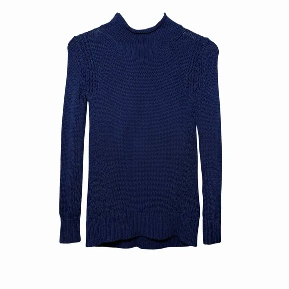 J.Crew Women's Oarsman Navy Roll Neck Sweater XXS Preppy Fisherman Knit‎ Cozy