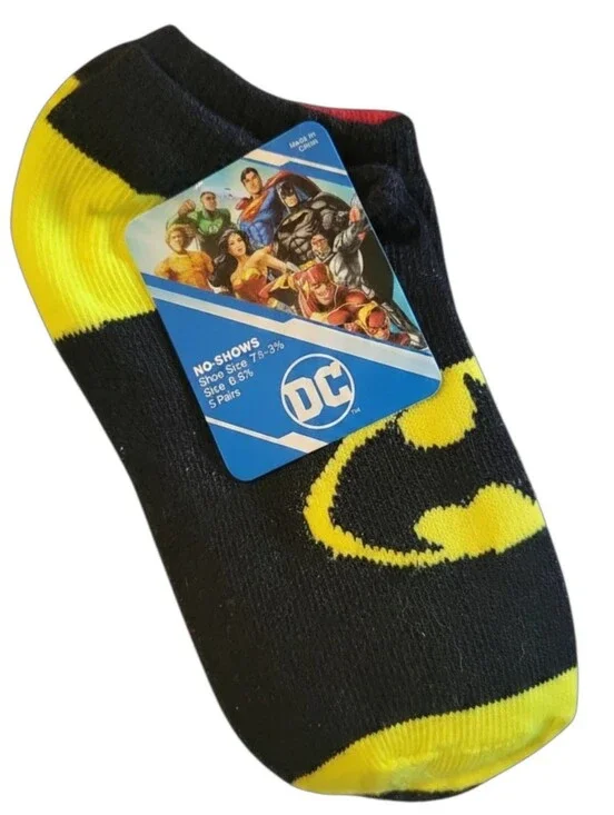 NWT 5 Pk Kid's DC Comics Justice League Superhero No Show Socks Sz 6-8 1/2