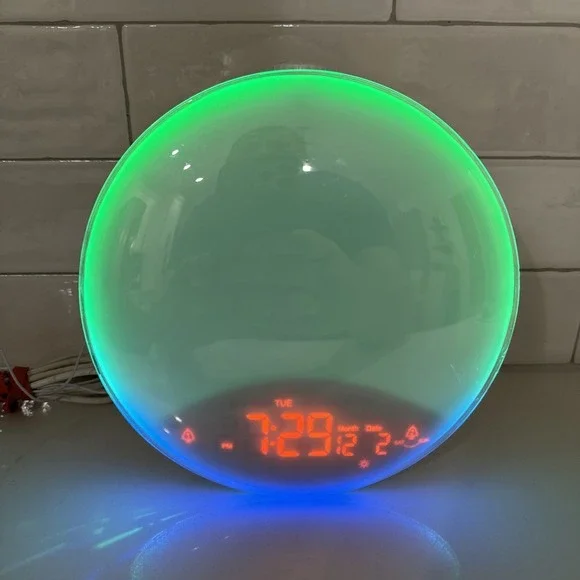 Sunrise Alarm Clock Wake-Up Light FM Radio LED Color Display USB Tested Works