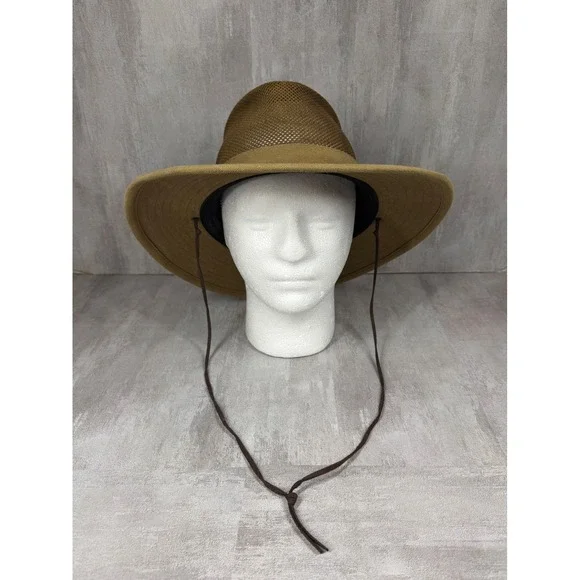 Henschel Hat Co Breezer Mesh Safari Sun Hat Tan Cotton Mens XL Adjustable Cord