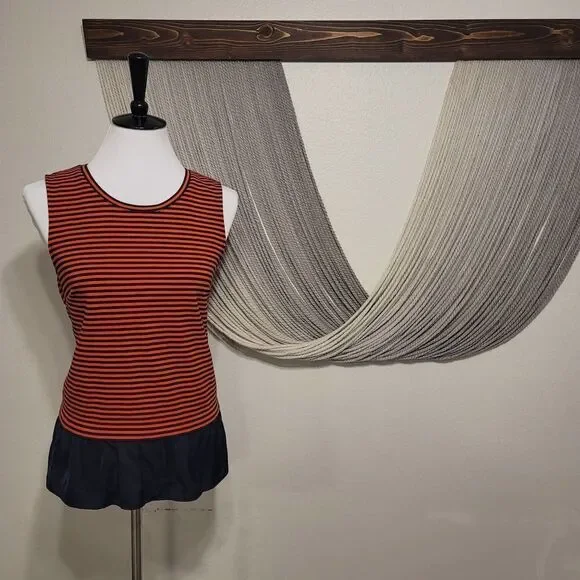 J.Crew Striped Ruffle Peplum Tank Top Sz M